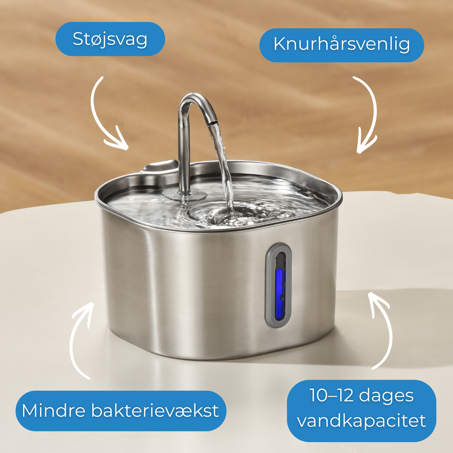 SilentFlow – Drikkefontæne i Rustfrit Stål 2,2 L